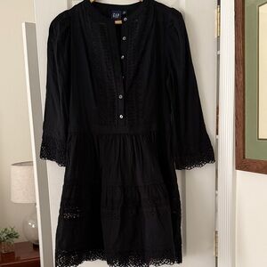 GAP Black Long Sleeve Lace Dress